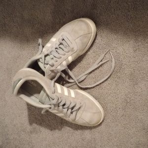 Adidas neo gray suede w/ Adidas white stripes size 9 unisex